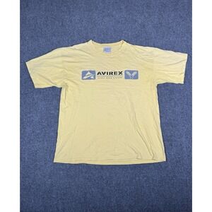Vintage Avirex Shirt Mens Large Yellow Graphic Print Logo Grunge Skater  Y2K